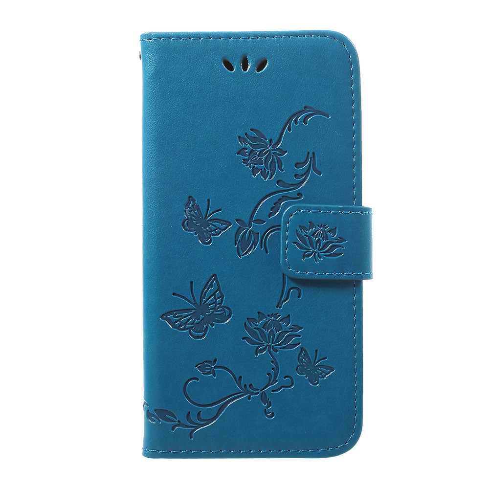 Imprint Butterfly Flower Stand Wallet Leather Shell Case for Samsung Galaxy A40