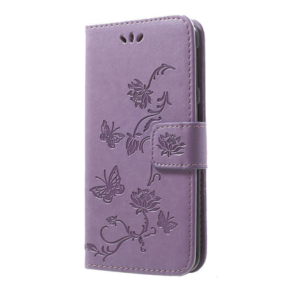 Imprint Butterfly Flower Stand Wallet Leather Shell Case for Samsung Galaxy A40