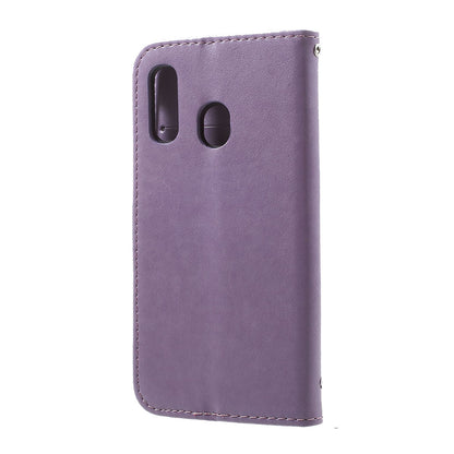 Imprint Butterfly Flower Stand Wallet Leather Shell Case for Samsung Galaxy A40