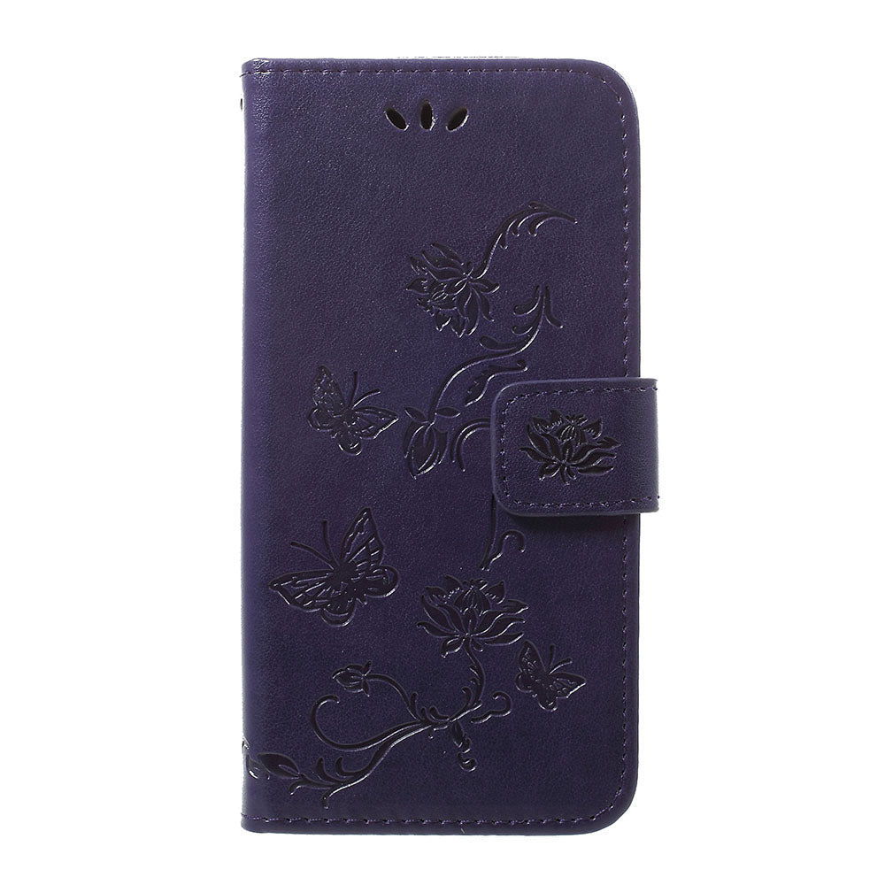 Imprint Butterfly Flower Stand Wallet Leather Shell Case for Samsung Galaxy A40