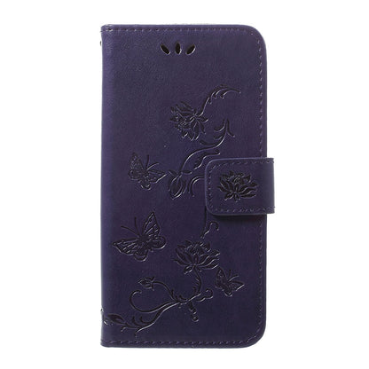 Imprint Butterfly Flower Stand Wallet Leather Shell Case for Samsung Galaxy A40