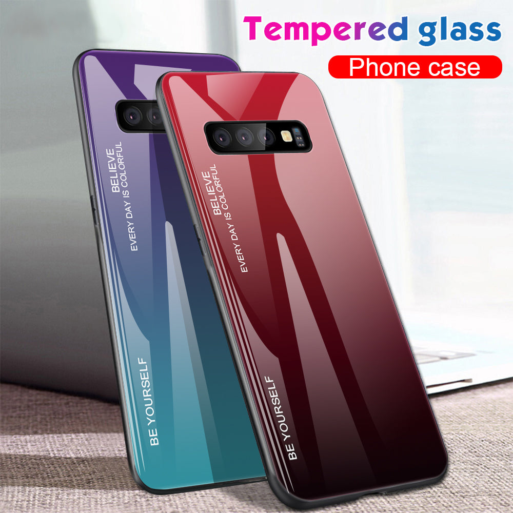 Gradient Tempered Glass TPU + PC Cell Phone Case for Samsung Galaxy S10 Plus