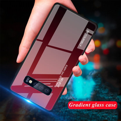 Gradient Tempered Glass TPU + PC Cell Phone Case for Samsung Galaxy S10 Plus