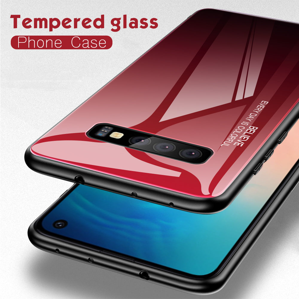 Gradient Tempered Glass TPU + PC Cell Phone Case for Samsung Galaxy S10 Plus