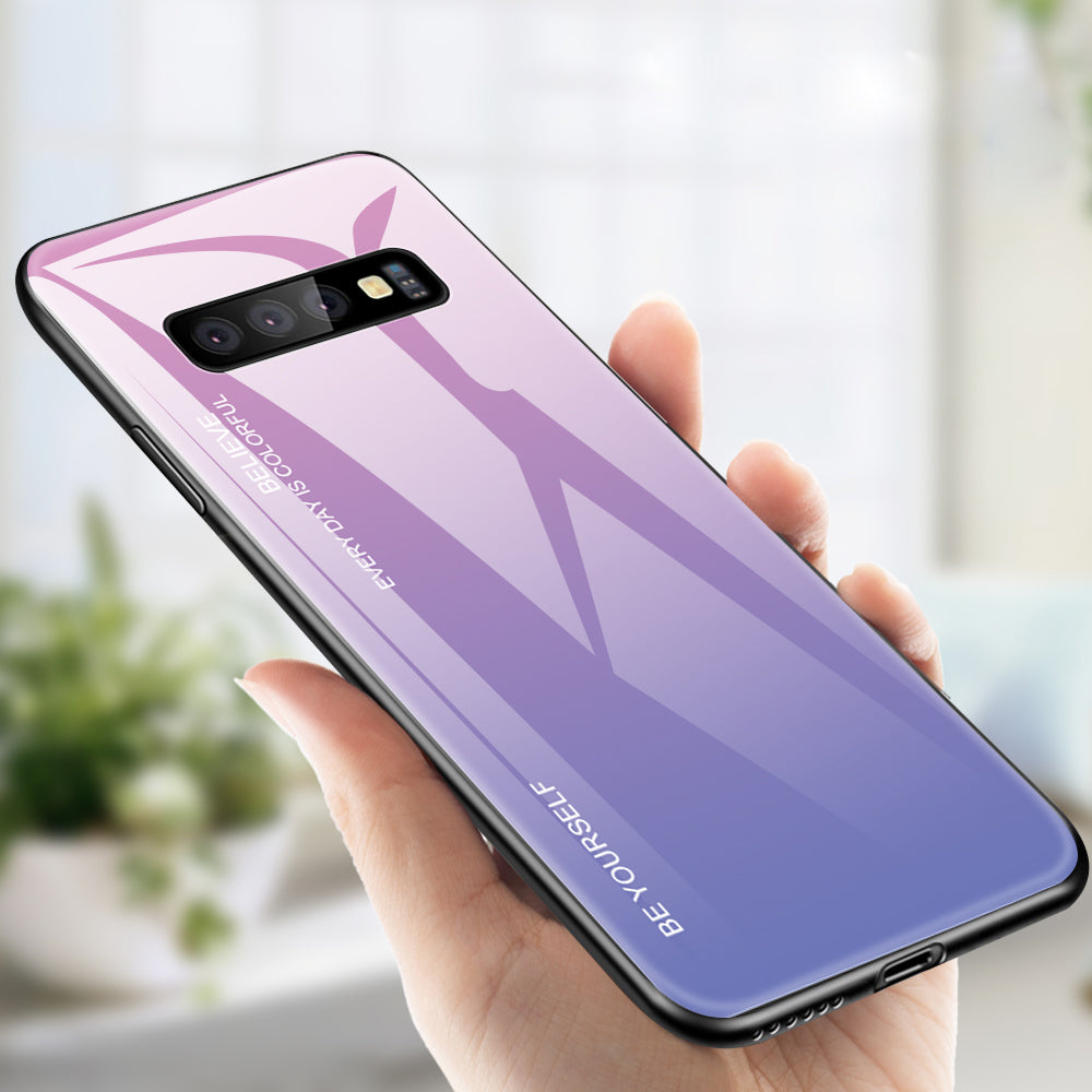 Gradient Tempered Glass TPU + PC Cell Phone Case for Samsung Galaxy S10 Plus