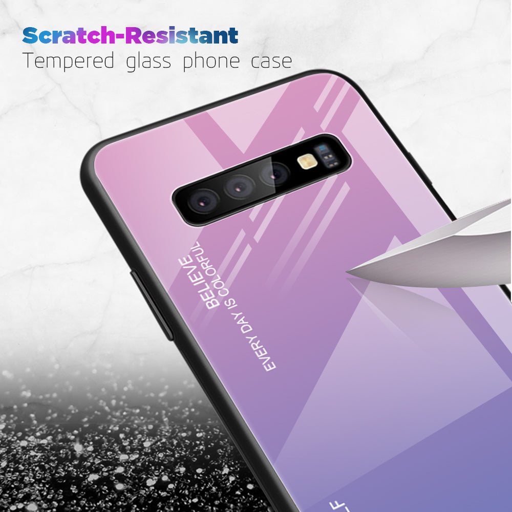 Gradient Tempered Glass TPU + PC Cell Phone Case for Samsung Galaxy S10 Plus