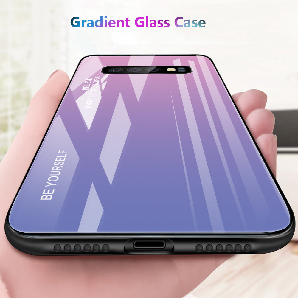 Gradient Tempered Glass TPU + PC Cell Phone Case for Samsung Galaxy S10 Plus