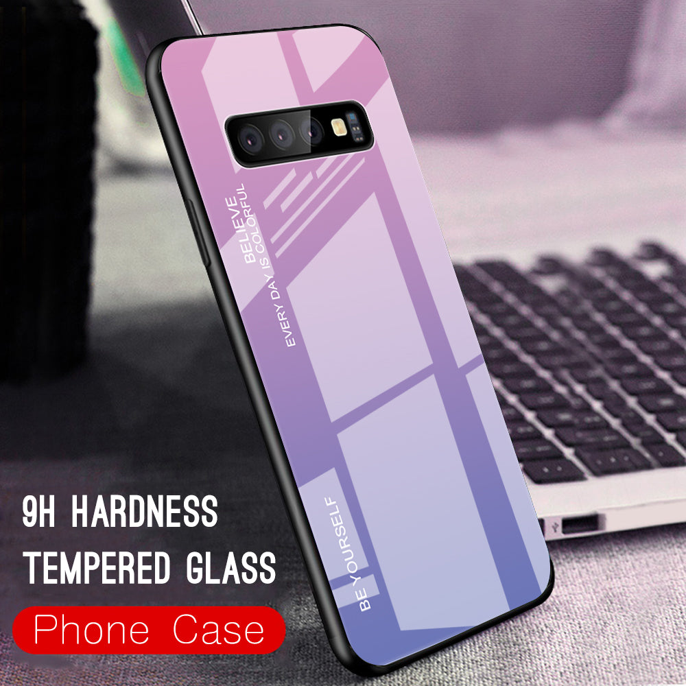 Gradient Tempered Glass TPU + PC Cell Phone Case for Samsung Galaxy S10 Plus