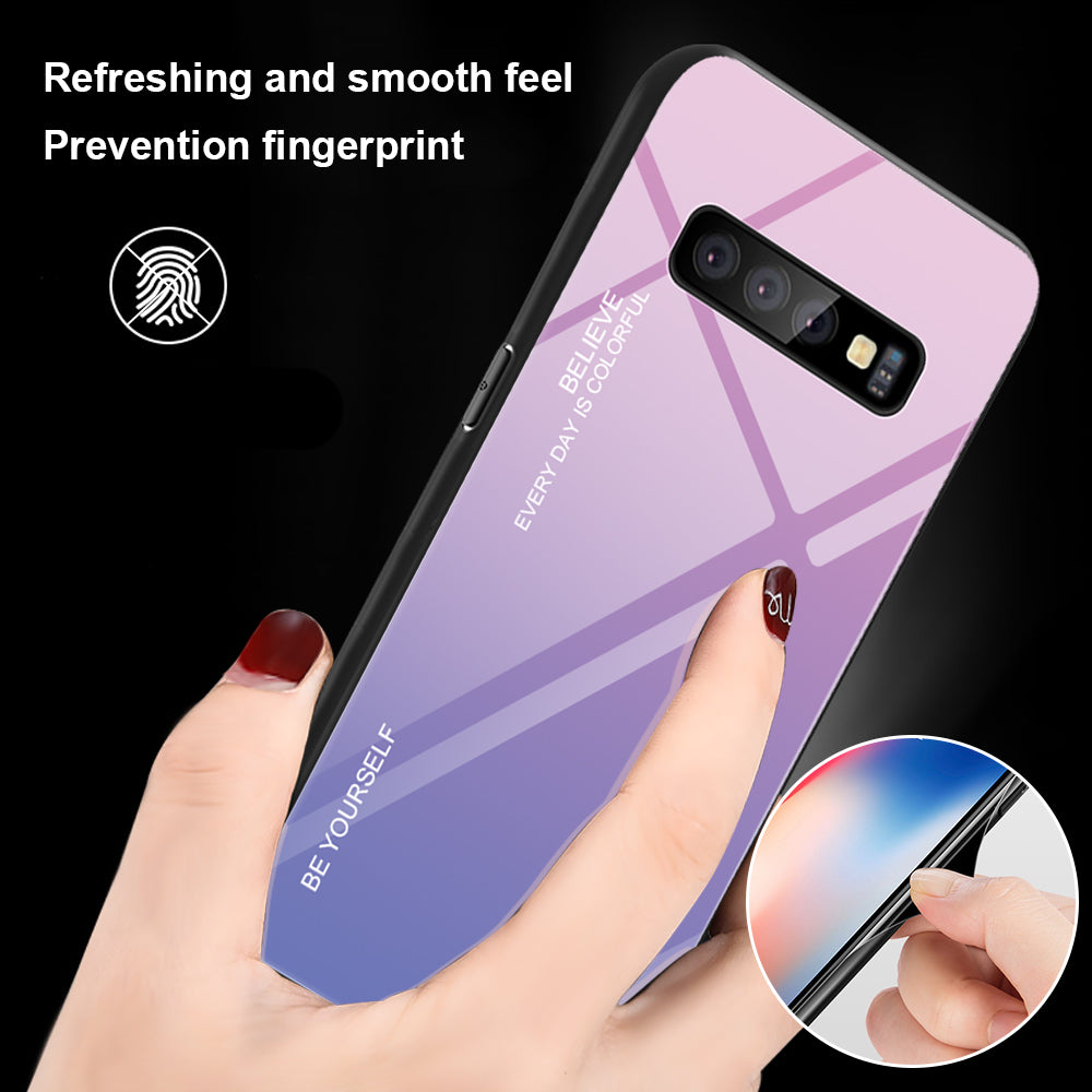 Gradient Tempered Glass TPU + PC Cell Phone Case for Samsung Galaxy S10 Plus