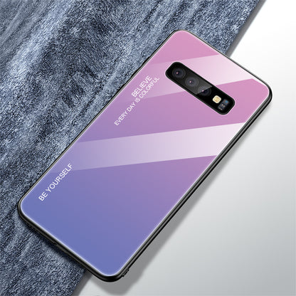 Gradient Tempered Glass TPU + PC Cell Phone Case for Samsung Galaxy S10 Plus