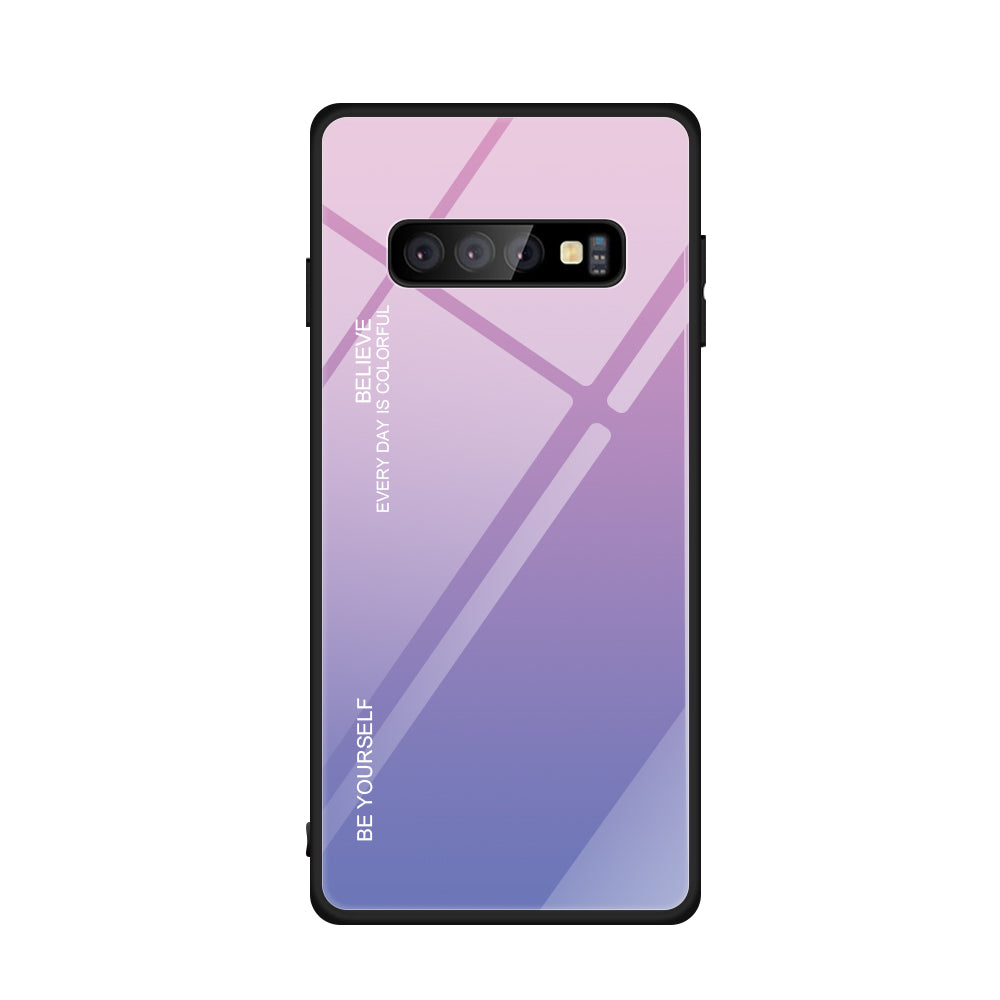 Gradient Tempered Glass TPU + PC Cell Phone Case for Samsung Galaxy S10 Plus