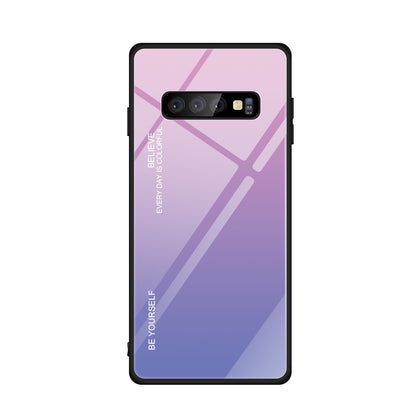 Gradient Tempered Glass TPU + PC Cell Phone Case for Samsung Galaxy S10 Plus