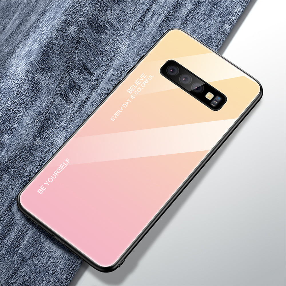 Gradient Tempered Glass TPU + PC Cell Phone Case for Samsung Galaxy S10 Plus