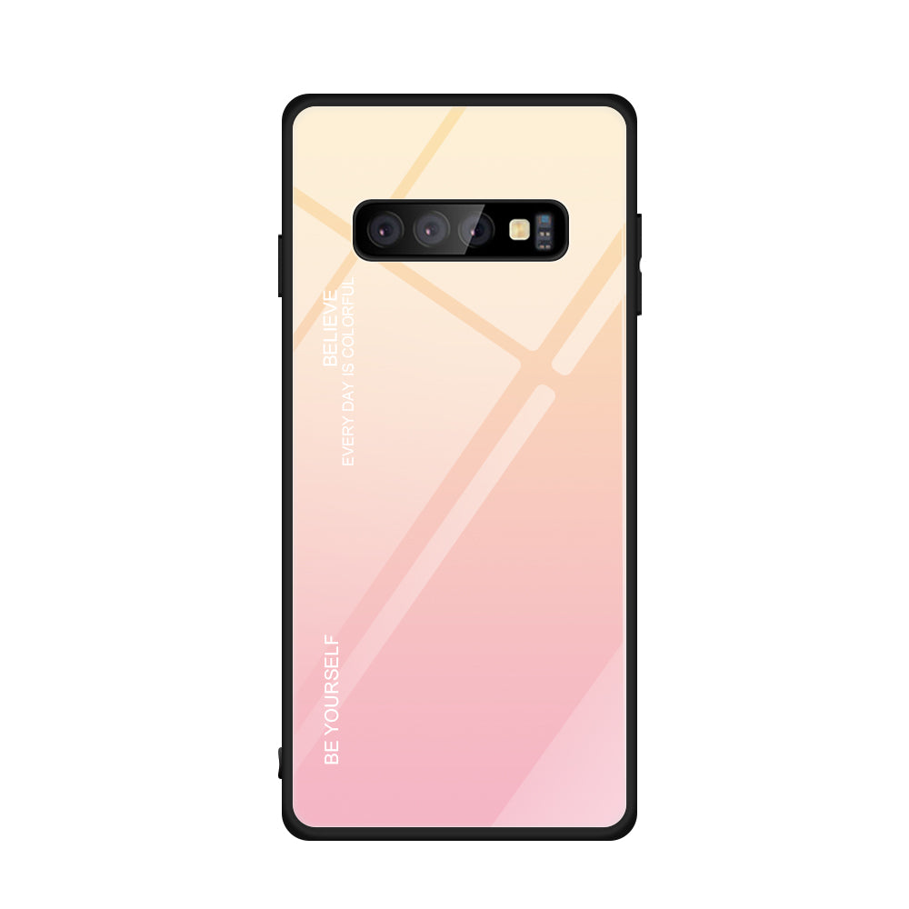 Gradient Tempered Glass TPU + PC Cell Phone Case for Samsung Galaxy S10 Plus