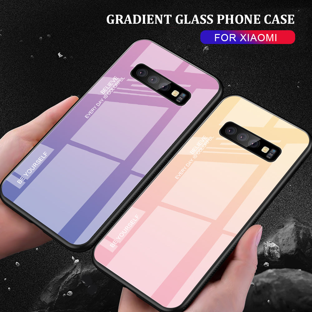 Gradient Tempered Glass TPU + PC Cell Phone Case for Samsung Galaxy S10 Plus