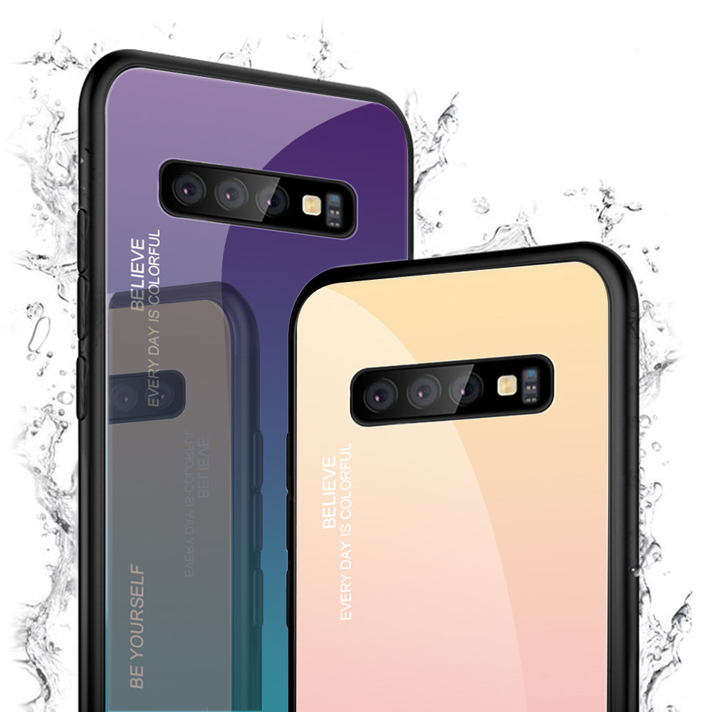 Gradient Tempered Glass TPU + PC Cell Phone Case for Samsung Galaxy S10 Plus