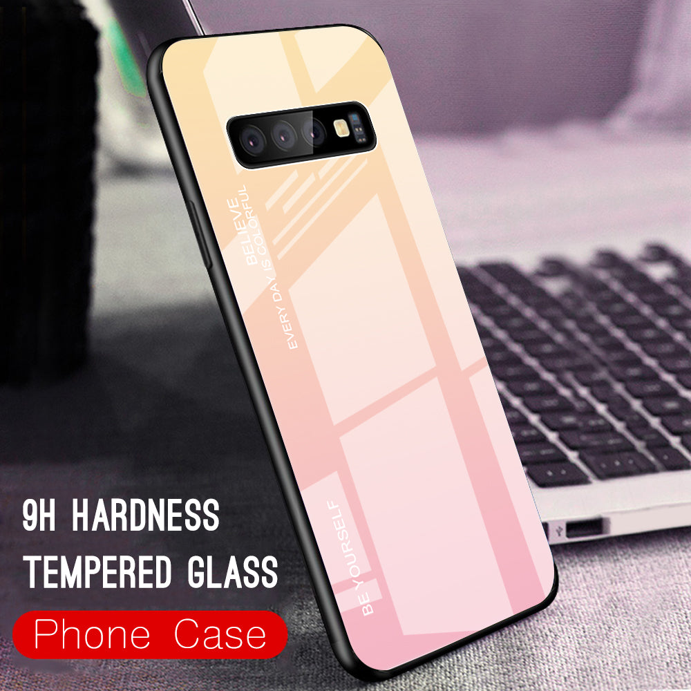 Gradient Tempered Glass TPU + PC Cell Phone Case for Samsung Galaxy S10 Plus