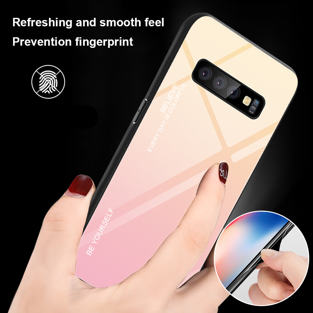 Gradient Tempered Glass TPU + PC Cell Phone Case for Samsung Galaxy S10 Plus