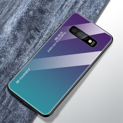 Gradient Tempered Glass TPU + PC Cell Phone Case for Samsung Galaxy S10 Plus