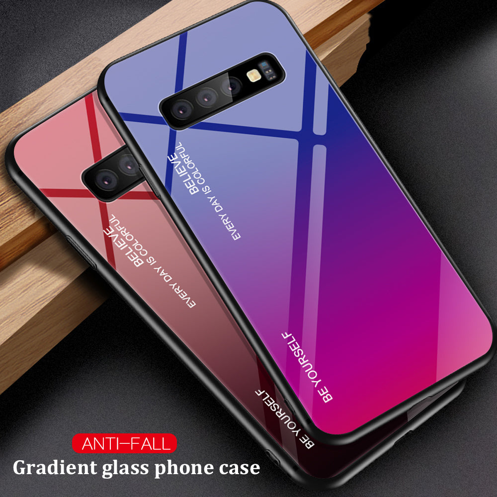 Gradient Tempered Glass TPU + PC Cell Phone Case for Samsung Galaxy S10 Plus