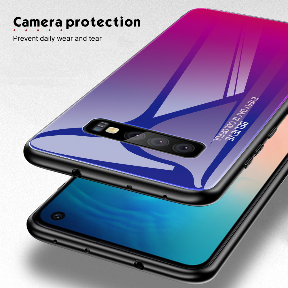 Gradient Tempered Glass TPU + PC Cell Phone Case for Samsung Galaxy S10 Plus