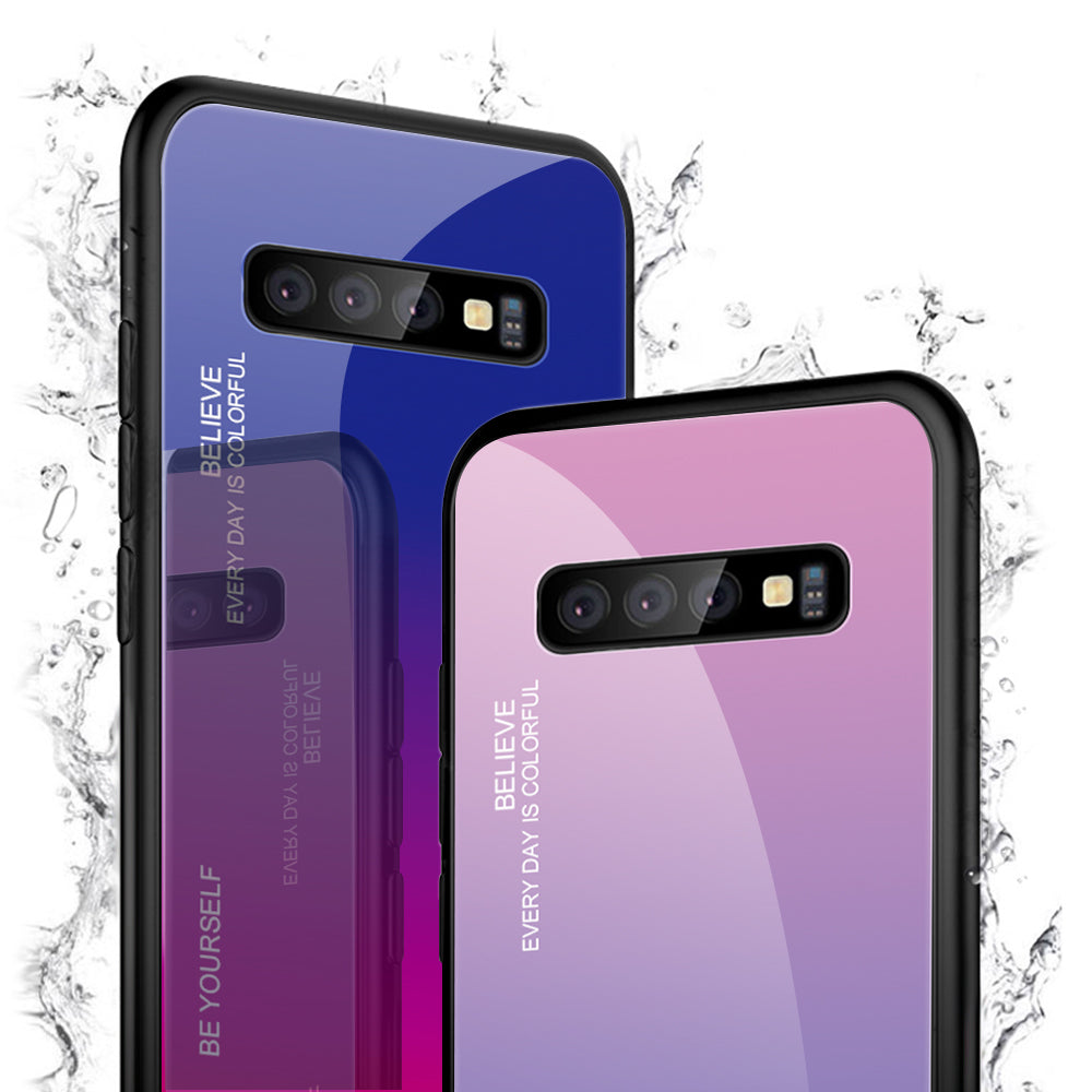 Gradient Tempered Glass TPU + PC Cell Phone Case for Samsung Galaxy S10 Plus