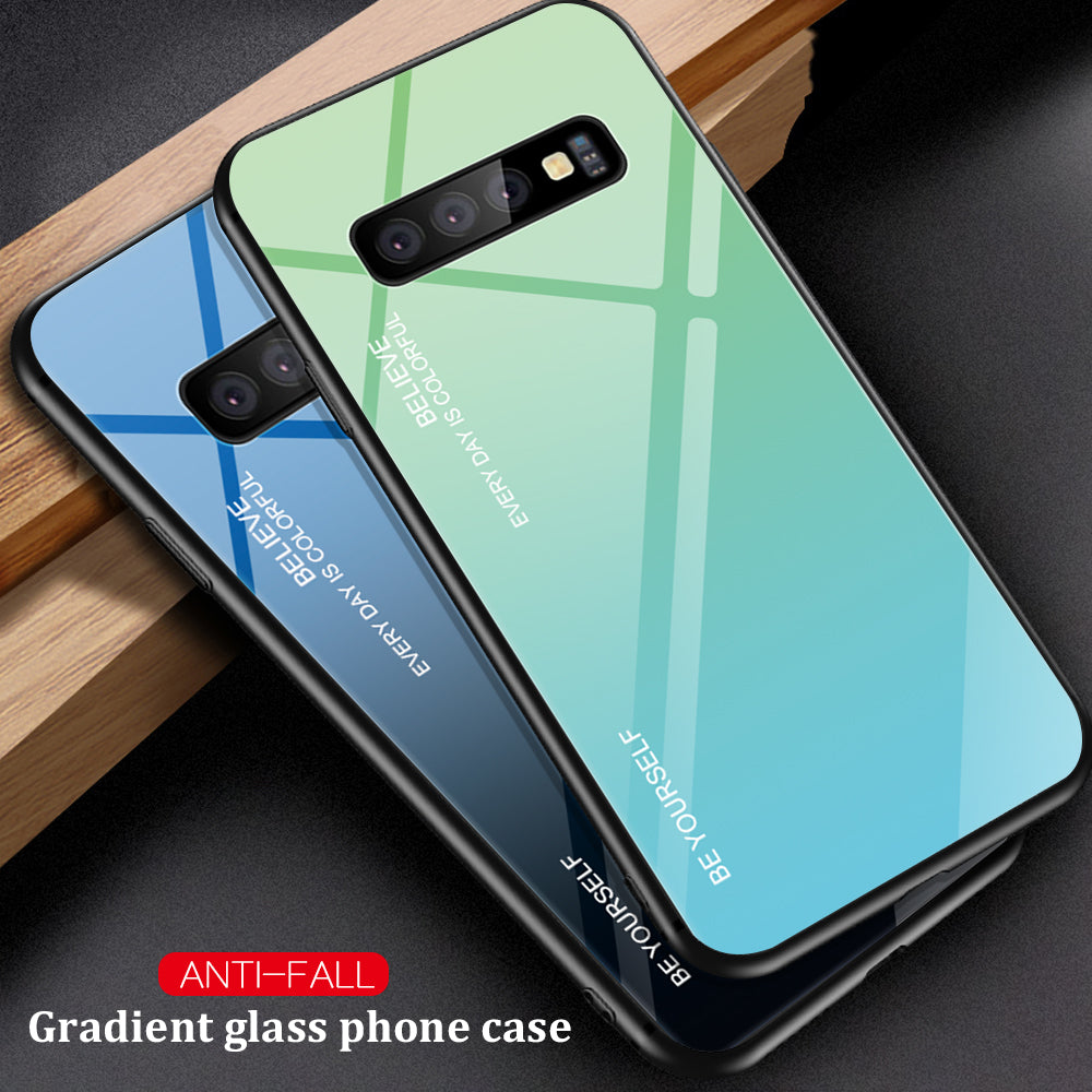 Gradient Tempered Glass TPU + PC Cell Phone Case for Samsung Galaxy S10 Plus