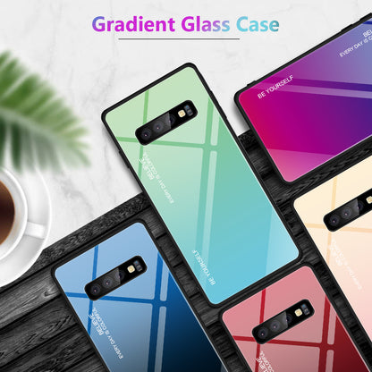 Gradient Tempered Glass TPU + PC Cell Phone Case for Samsung Galaxy S10 Plus
