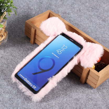 3D Cute Pig Pattern Soft Fur Coated Rhinestone TPU Phone Case Cover for Samsung Galaxy S9