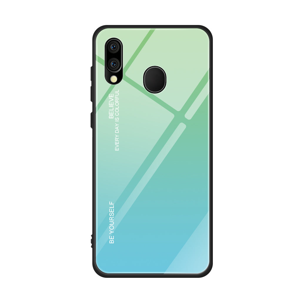 Scratch Resistant Tempered Glass TPU + PC Gradient Phone Case for Samsung Galaxy M20