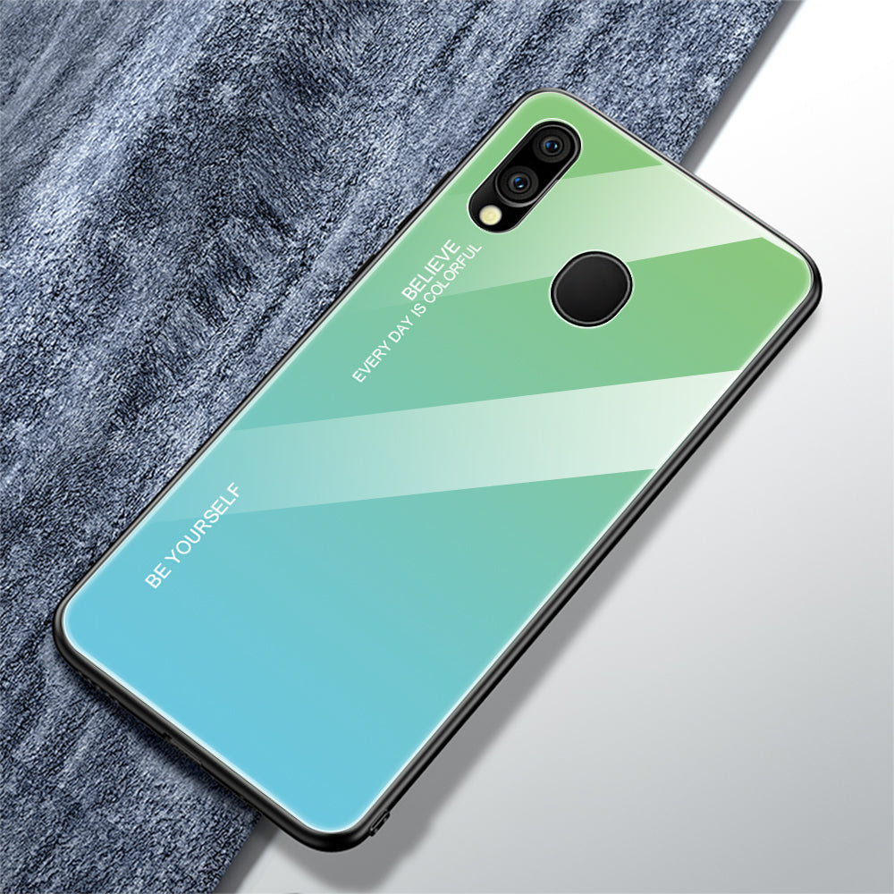 Scratch Resistant Tempered Glass TPU + PC Gradient Phone Case for Samsung Galaxy M20