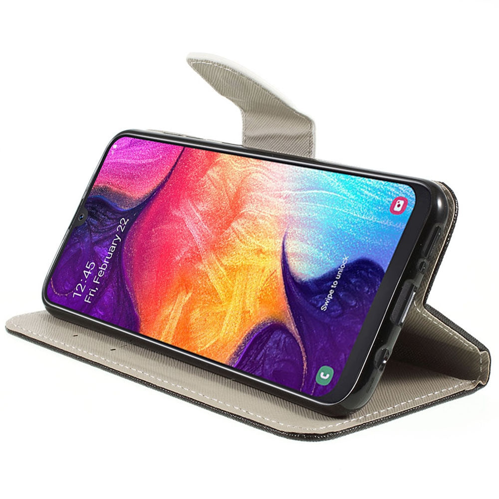 Pattern Printing Cross Texture PU Leather Wallet Flip Casing for Samsung Galaxy A50 / A50s / A30s