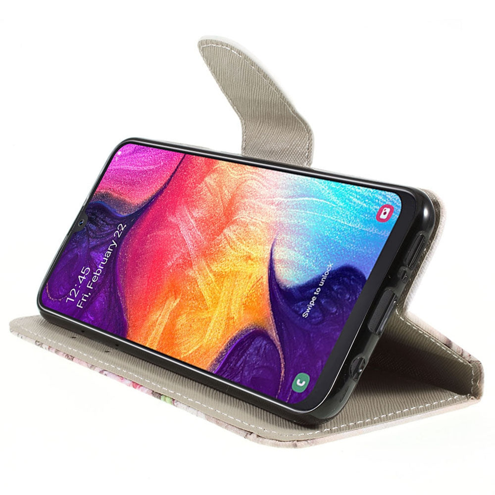 Pattern Printing Cross Texture PU Leather Wallet Flip Casing for Samsung Galaxy A50 / A50s / A30s