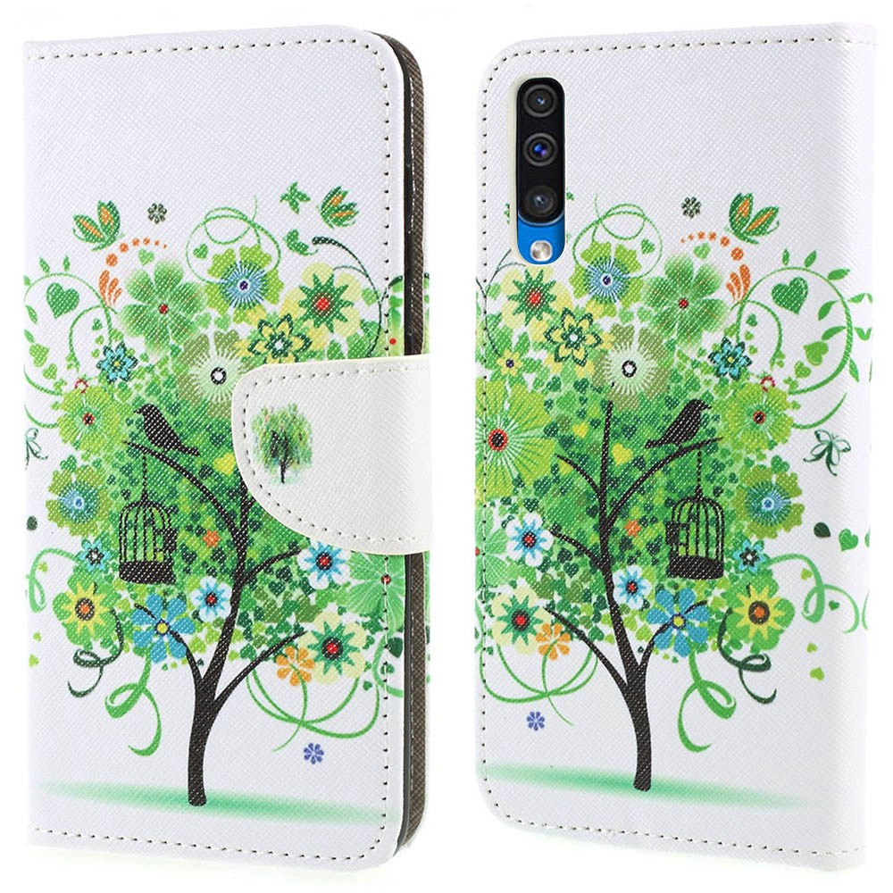 Pattern Printing Cross Texture PU Leather Wallet Flip Casing for Samsung Galaxy A50 / A50s / A30s