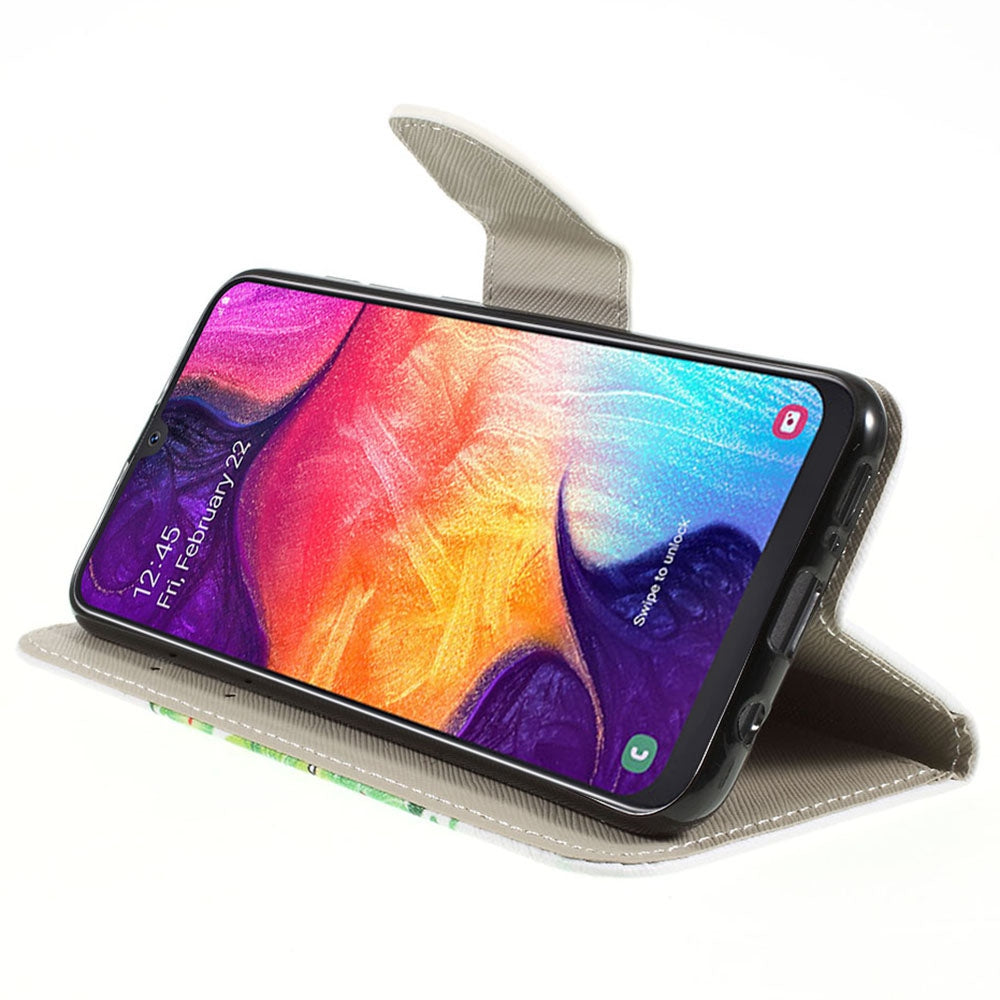 Pattern Printing Cross Texture PU Leather Wallet Flip Casing for Samsung Galaxy A50 / A50s / A30s