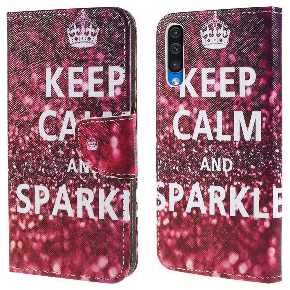 Pattern Printing Cross Texture PU Leather Wallet Flip Casing for Samsung Galaxy A50 / A50s / A30s