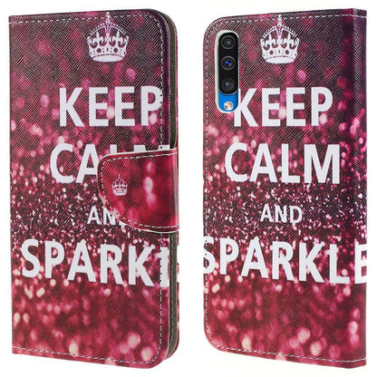 Pattern Printing Cross Texture PU Leather Wallet Flip Casing for Samsung Galaxy A50 / A50s / A30s