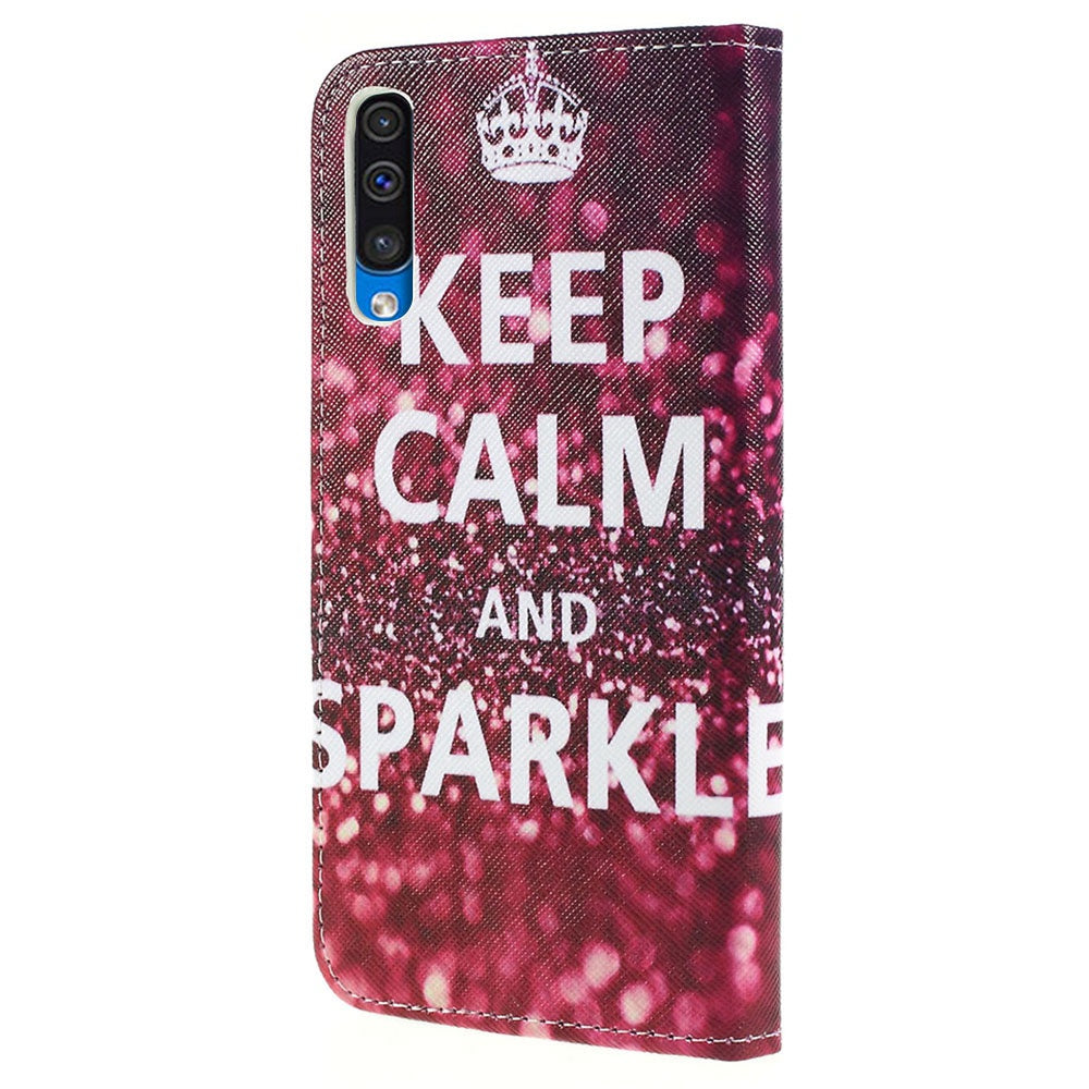 Pattern Printing Cross Texture PU Leather Wallet Flip Casing for Samsung Galaxy A50 / A50s / A30s