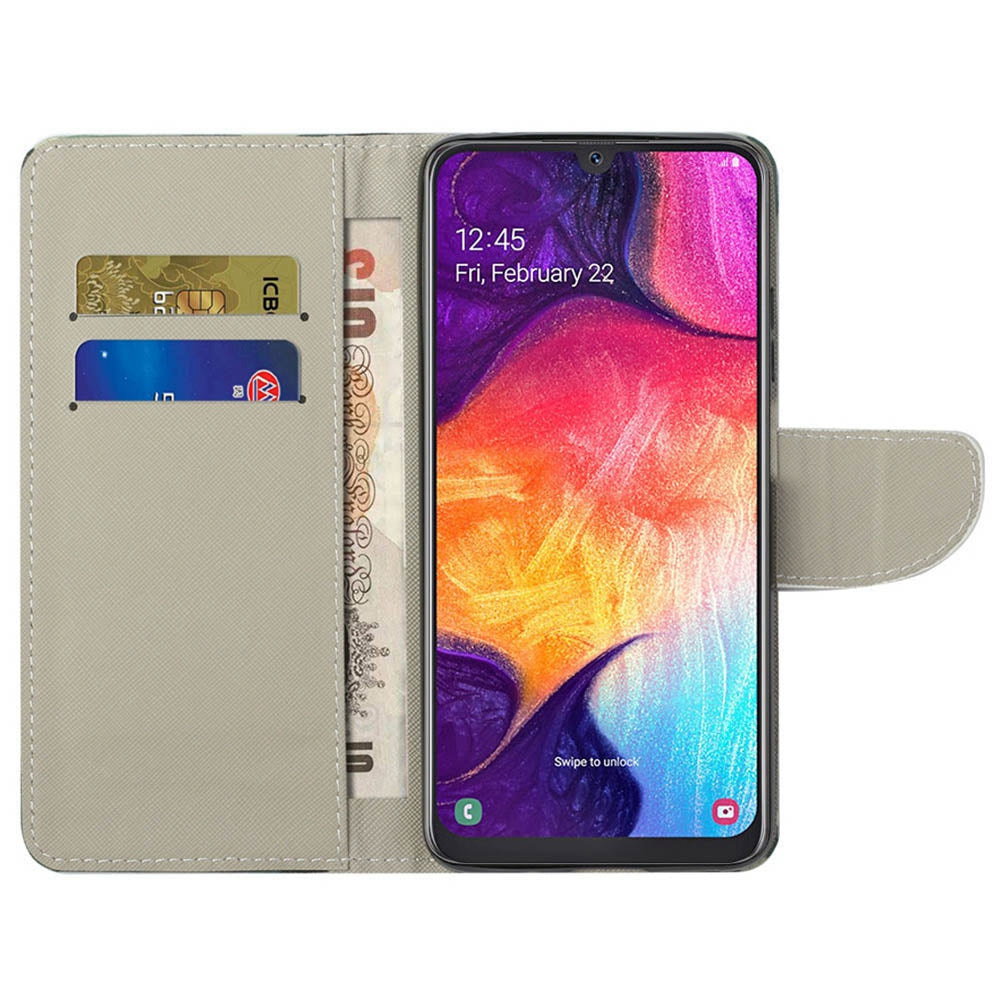 Pattern Printing Cross Texture PU Leather Wallet Flip Casing for Samsung Galaxy A50 / A50s / A30s