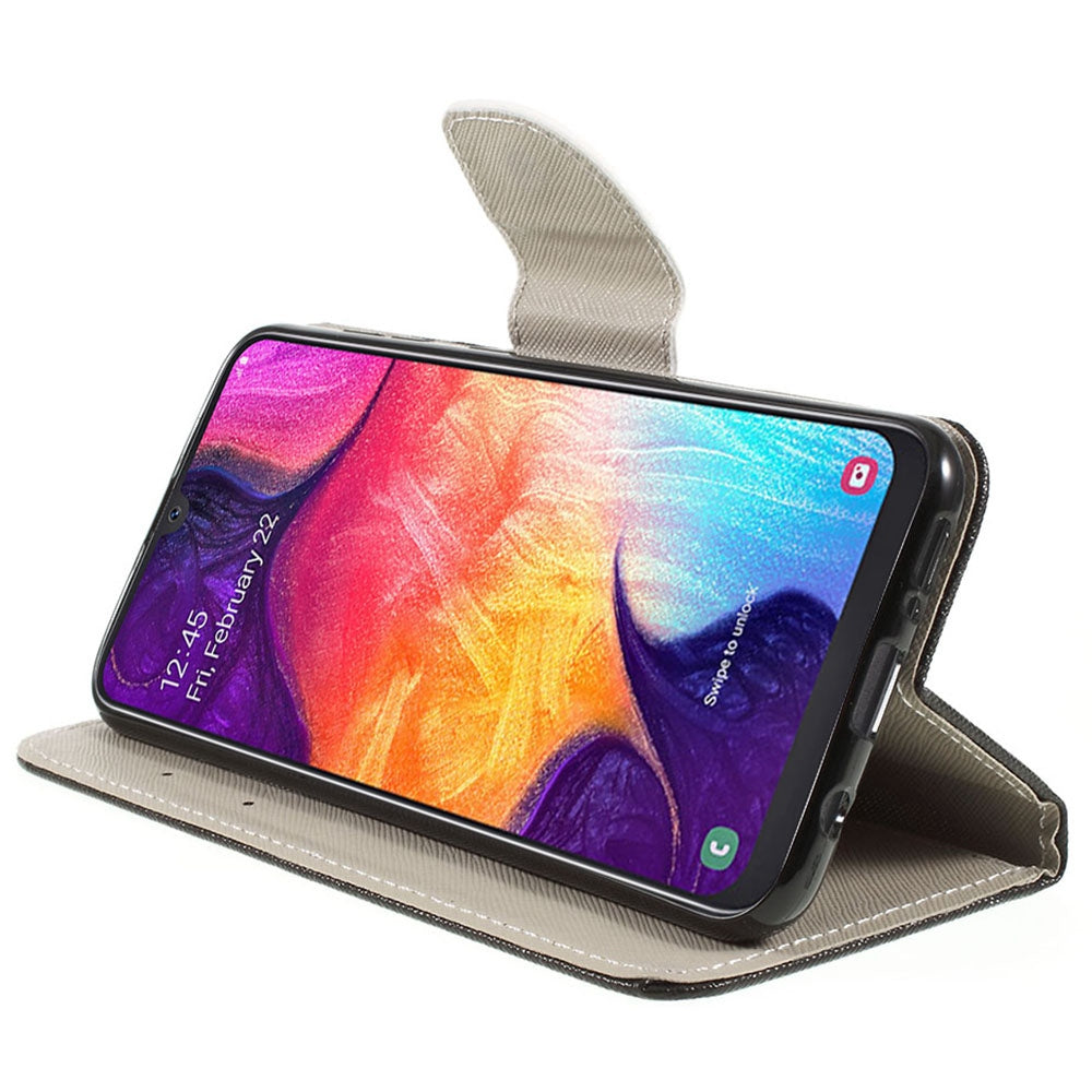 Pattern Printing Cross Texture PU Leather Wallet Flip Casing for Samsung Galaxy A50 / A50s / A30s