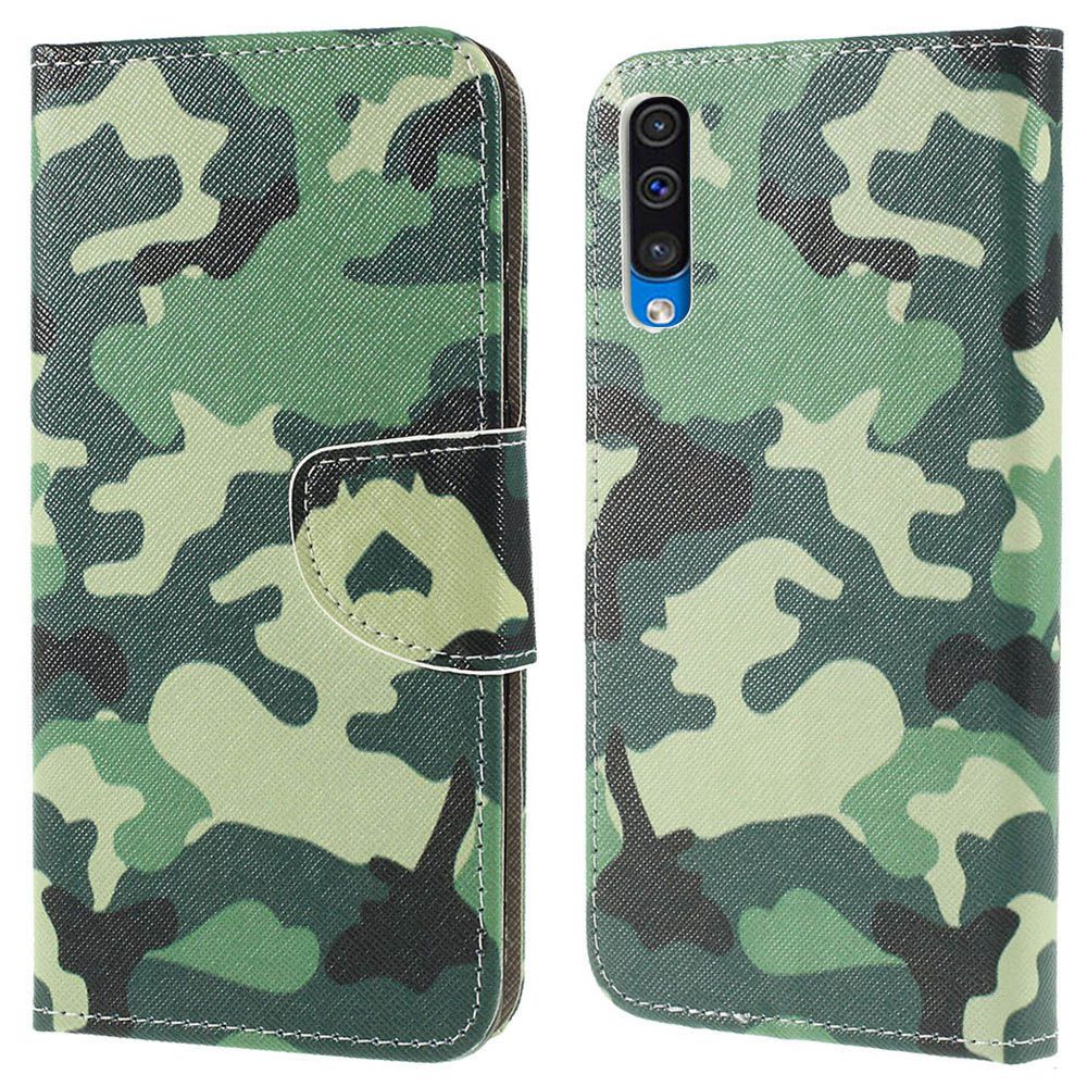 Pattern Printing Cross Texture PU Leather Wallet Flip Casing for Samsung Galaxy A50 / A50s / A30s