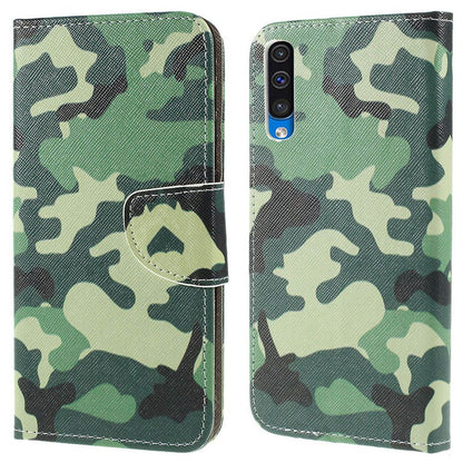 Pattern Printing Cross Texture PU Leather Wallet Flip Casing for Samsung Galaxy A50 / A50s / A30s