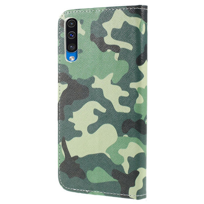 Pattern Printing Cross Texture PU Leather Wallet Flip Casing for Samsung Galaxy A50 / A50s / A30s