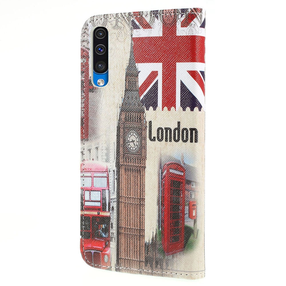 Pattern Printing Cross Texture PU Leather Wallet Flip Casing for Samsung Galaxy A50 / A50s / A30s