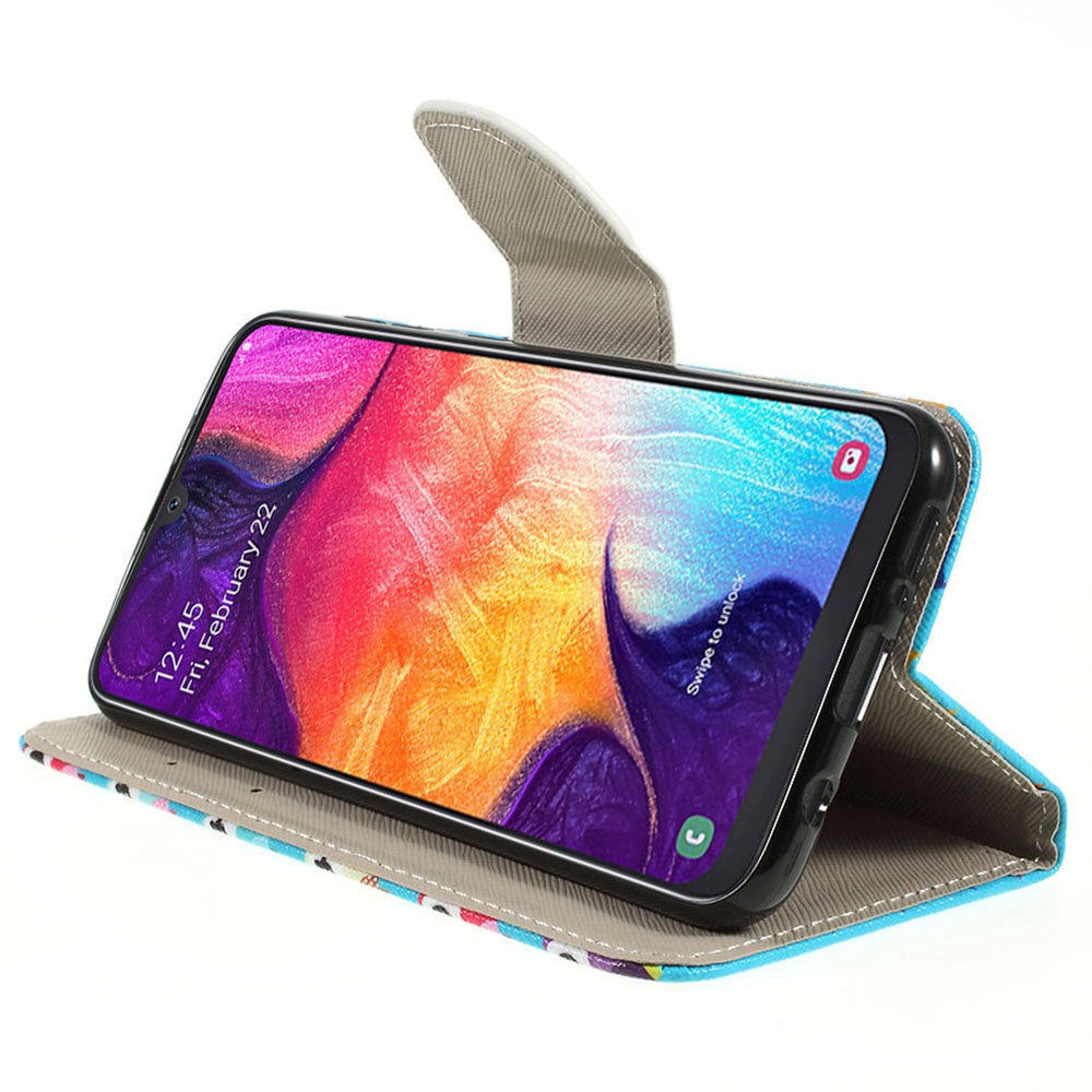 Pattern Printing Cross Texture PU Leather Wallet Flip Casing for Samsung Galaxy A50 / A50s / A30s