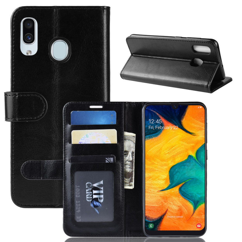 Crazy Horse [Wallet Stand] Leather Phone Case for Samsung Galaxy A30/A20