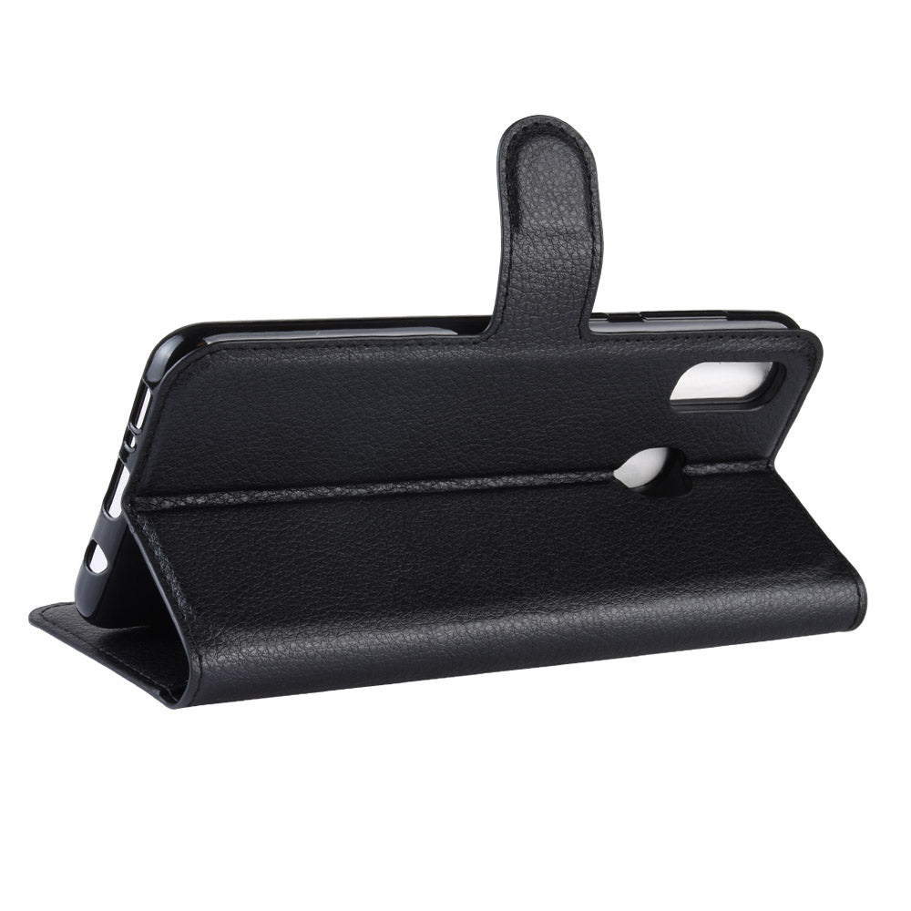 Litchi Skin PU Leather Wallet Stand Mobile Casing for Samsung Galaxy A30 / A20