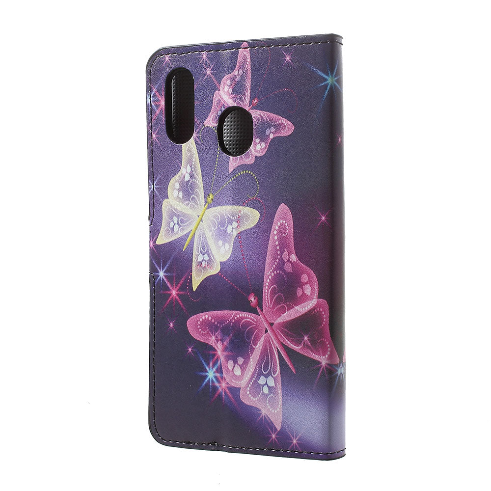 Pattern Printing Leather Magnetic Wallet Stand Folio Case for Samsung Galaxy A30 / A20