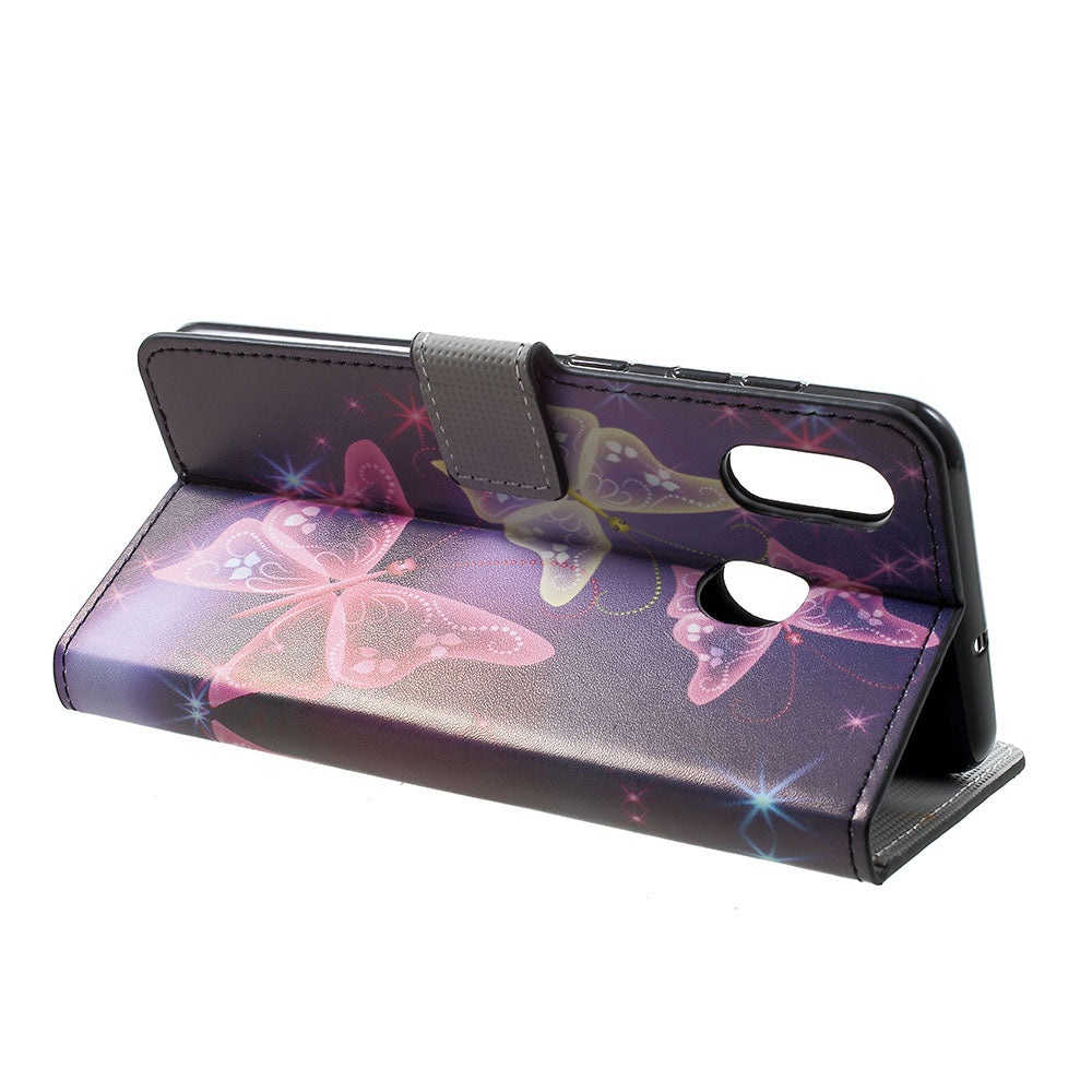 Pattern Printing Leather Magnetic Wallet Stand Folio Case for Samsung Galaxy A30 / A20