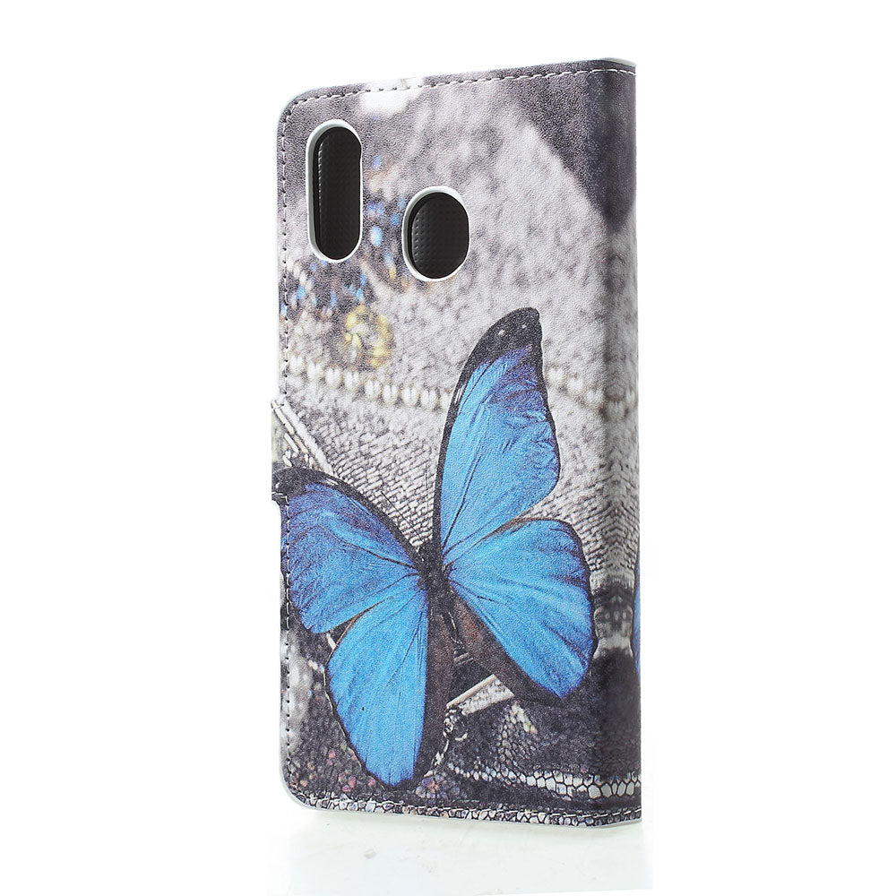 Pattern Printing Leather Magnetic Wallet Stand Folio Case for Samsung Galaxy A30 / A20